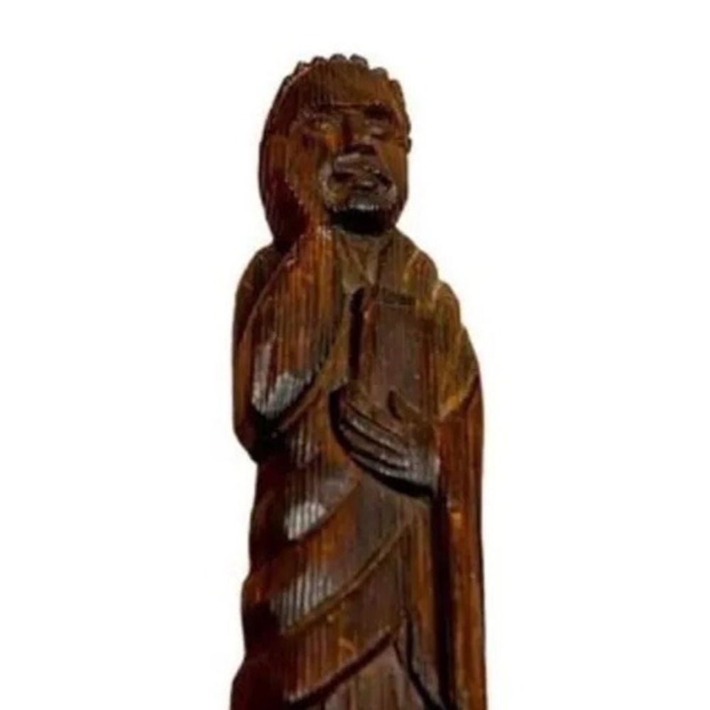 Handcrafted Wooden‎ Figurine Religious Statue Spiritual Decor Prayer Sculpture